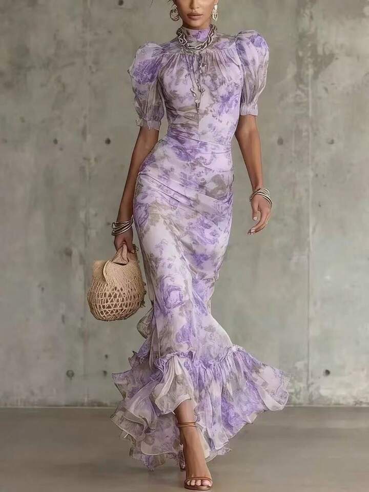 Cressida™ Vintage Rose Ruffle Maxi Dress
