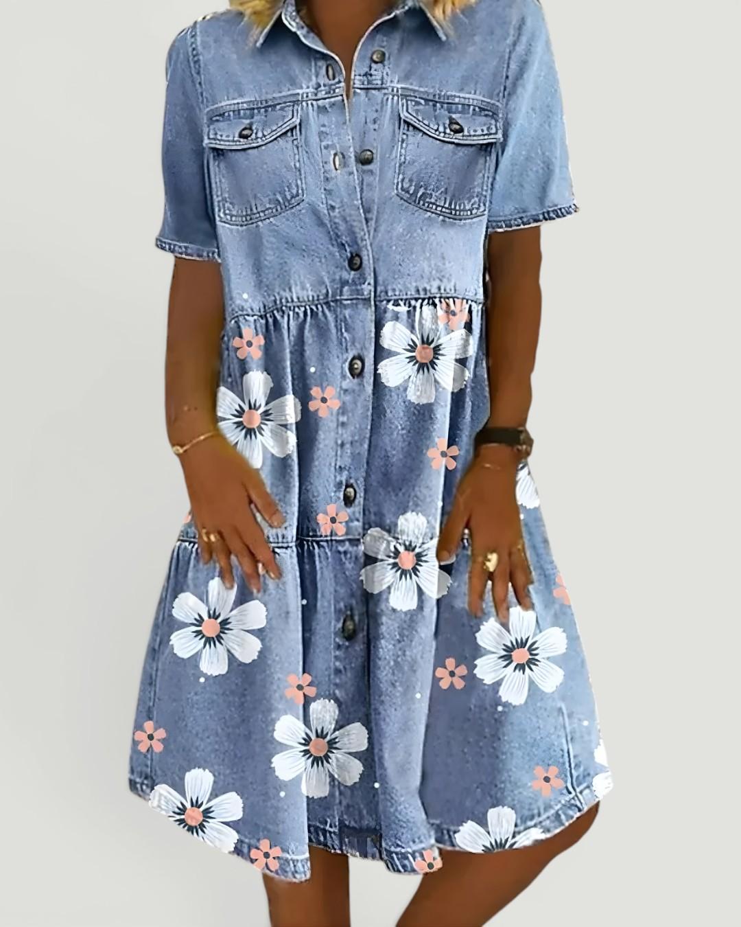 Maribel™ Denim Flower Dress