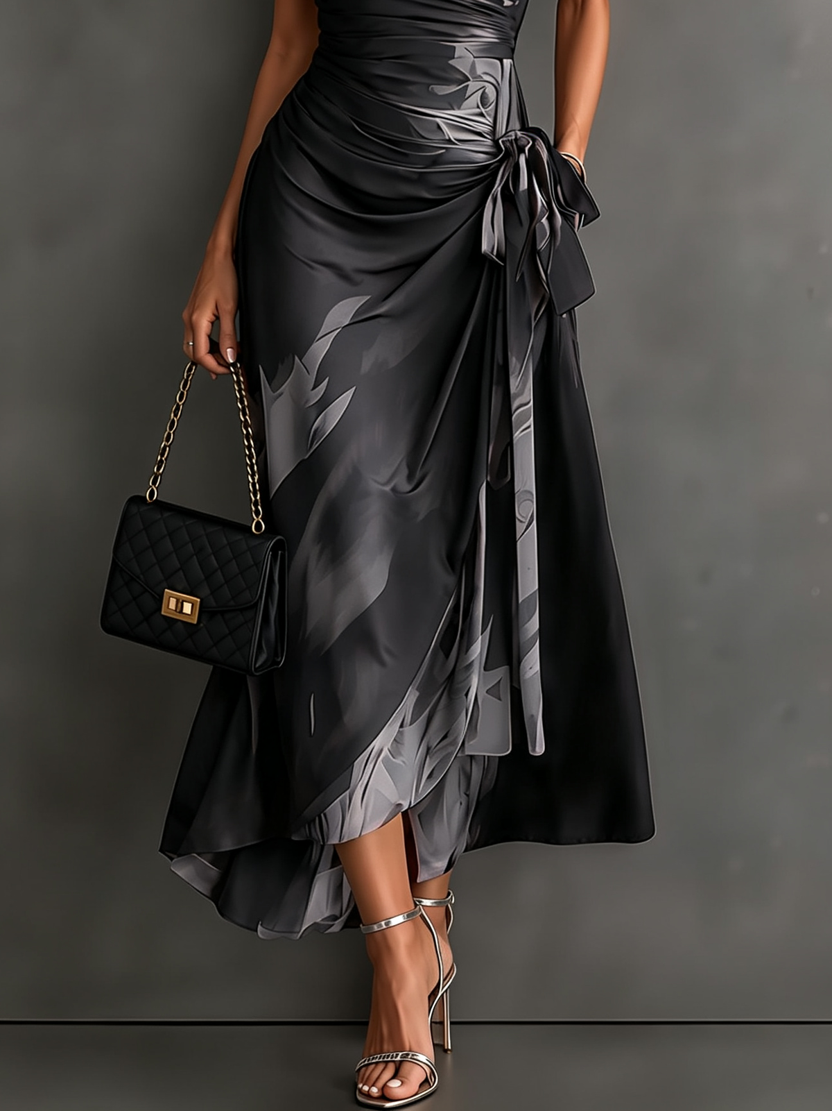 Mirella™ Midnight Rose Wrap Maxi Dress