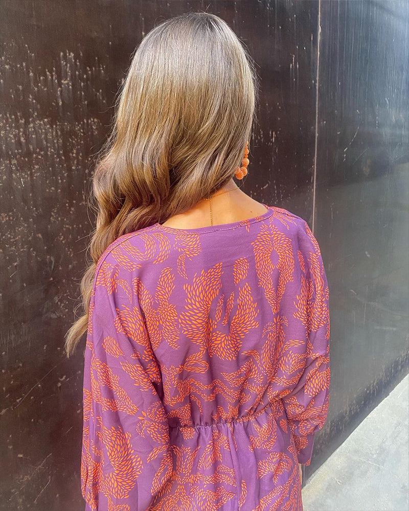 Eleanora™  Vintage V-Neck Long-Sleeve Dress