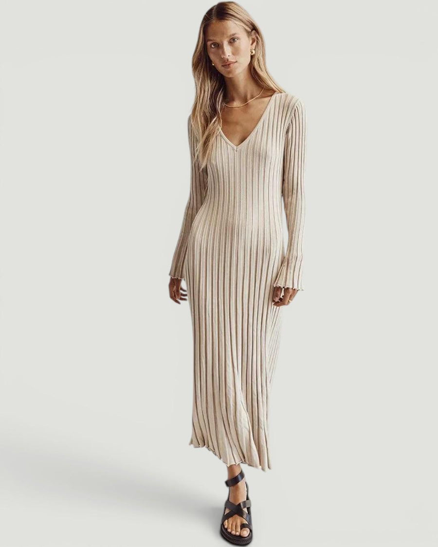 Demi™  V-neck midi dress with sleeves