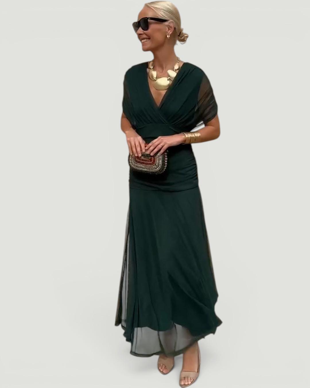 Emelia™ Elegant V-Neck Maxi Dress