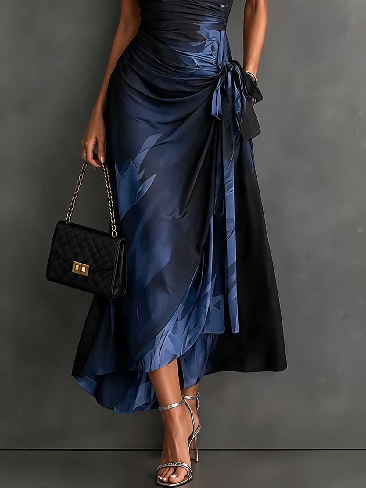 Mirella™ Midnight Rose Wrap Maxi Dress