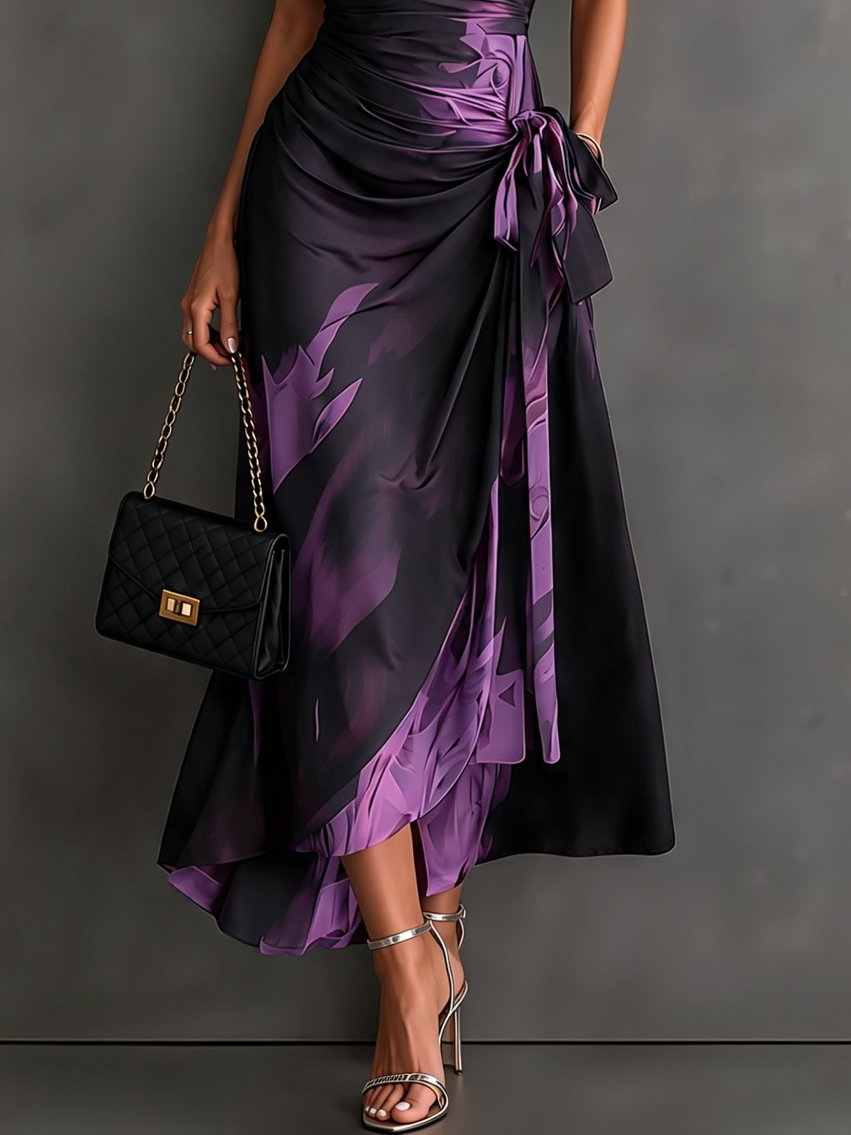 Mirella™ Midnight Rose Wrap Maxi Dress