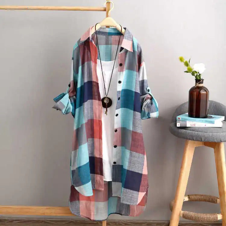 Caelie™  Elegant Block Pattern Blouse Dress