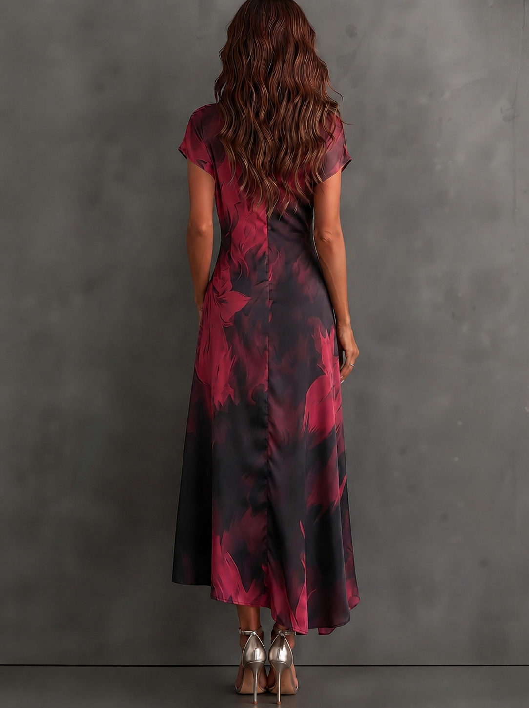 Mirella™ Midnight Rose Wrap Maxi Dress