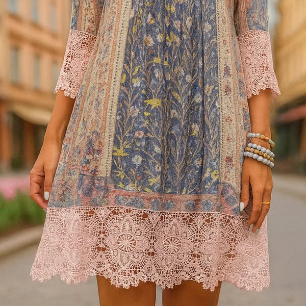 Sylvie™ Vintage Printed Lace Dress
