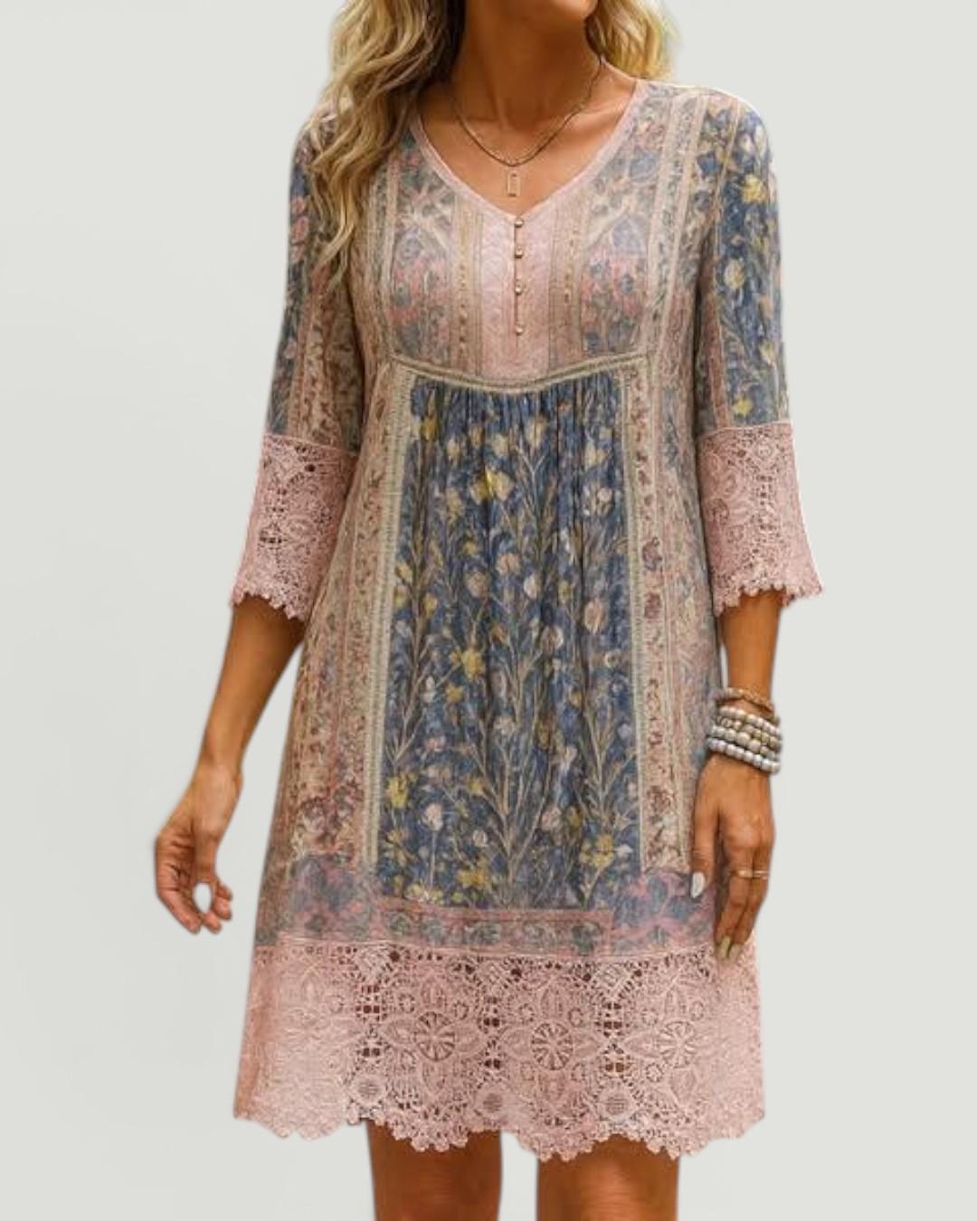 Sylvie™ Vintage Printed Lace Dress