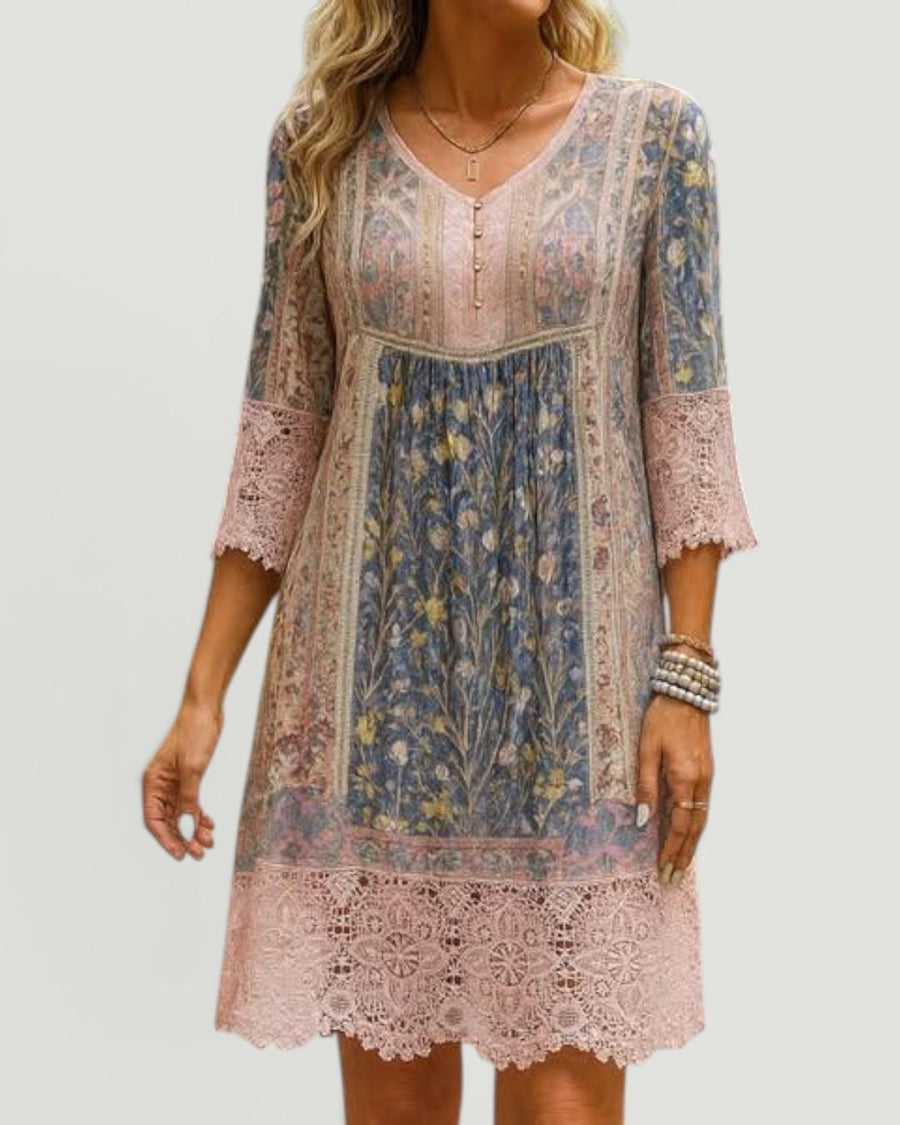 Sylvie™ Vintage Printed Lace Dress