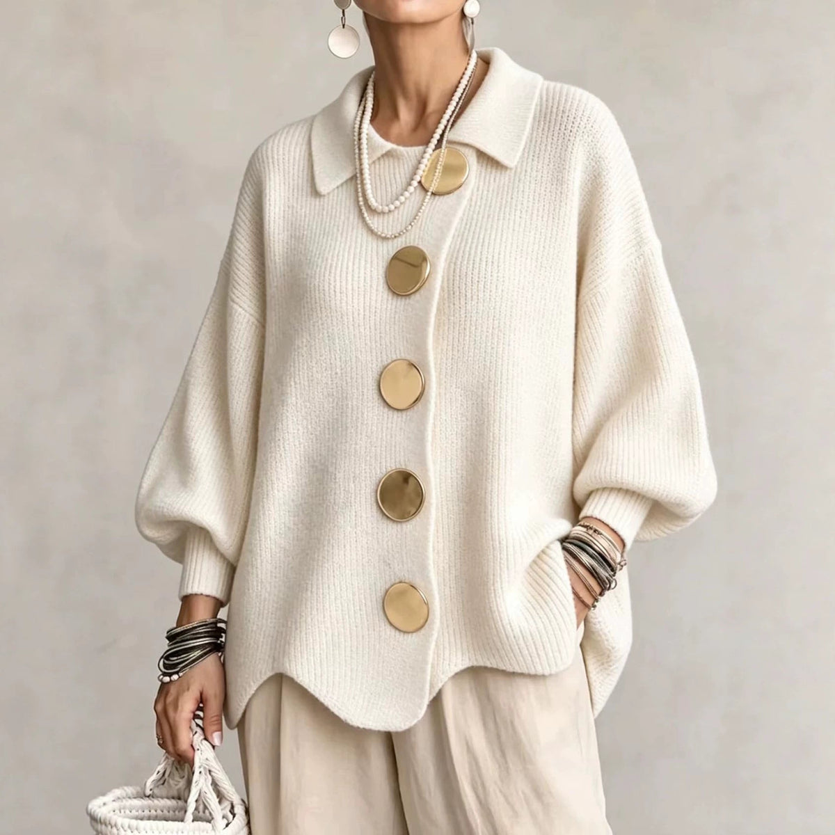 Arista™ Statement Button Knit Jumper