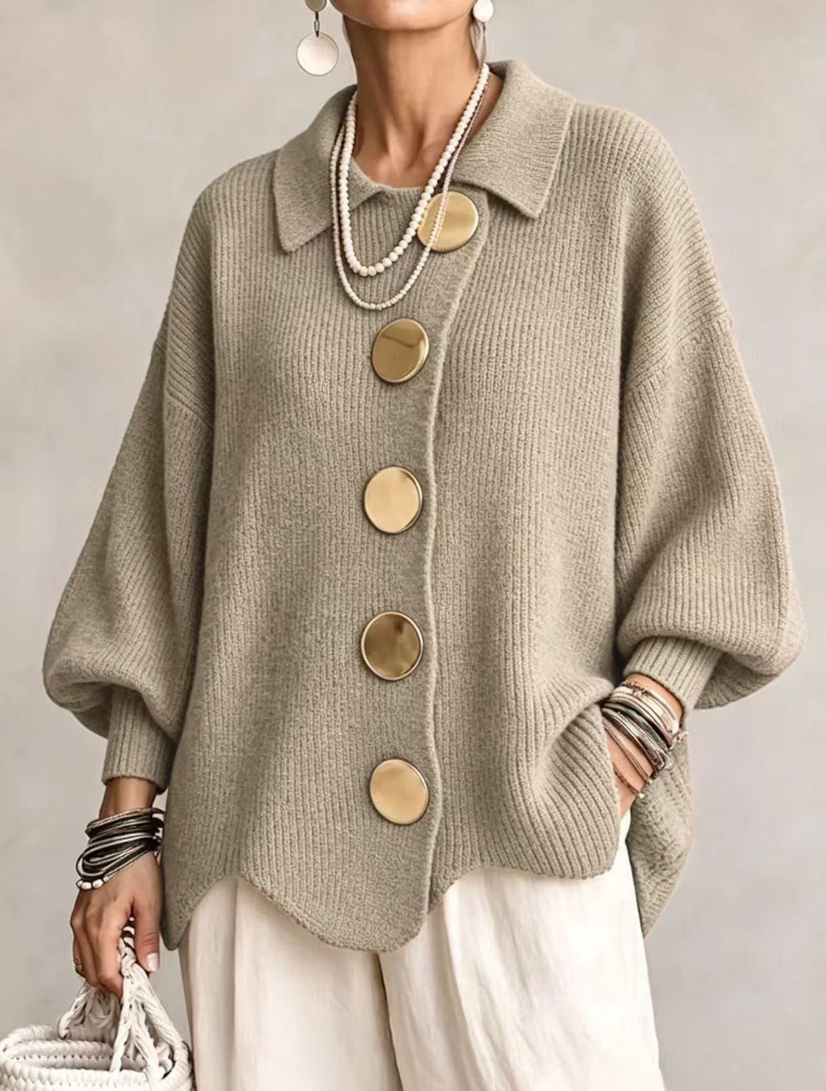Arista™ Statement Button Knit Jumper