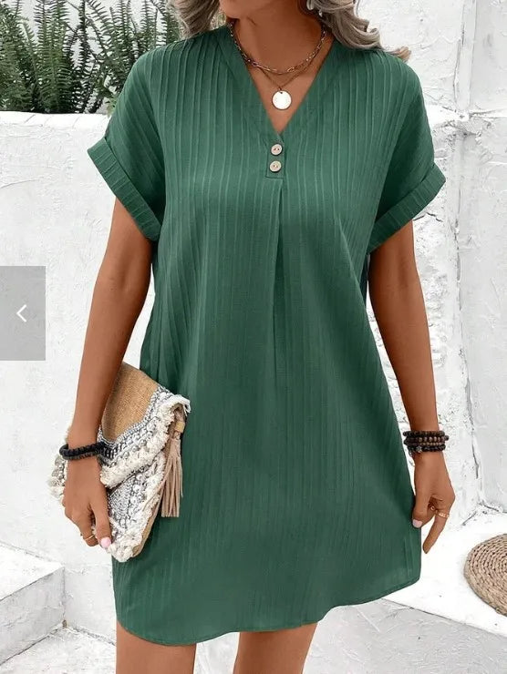 Elaine™  Elegant V-Neck Midi Dress