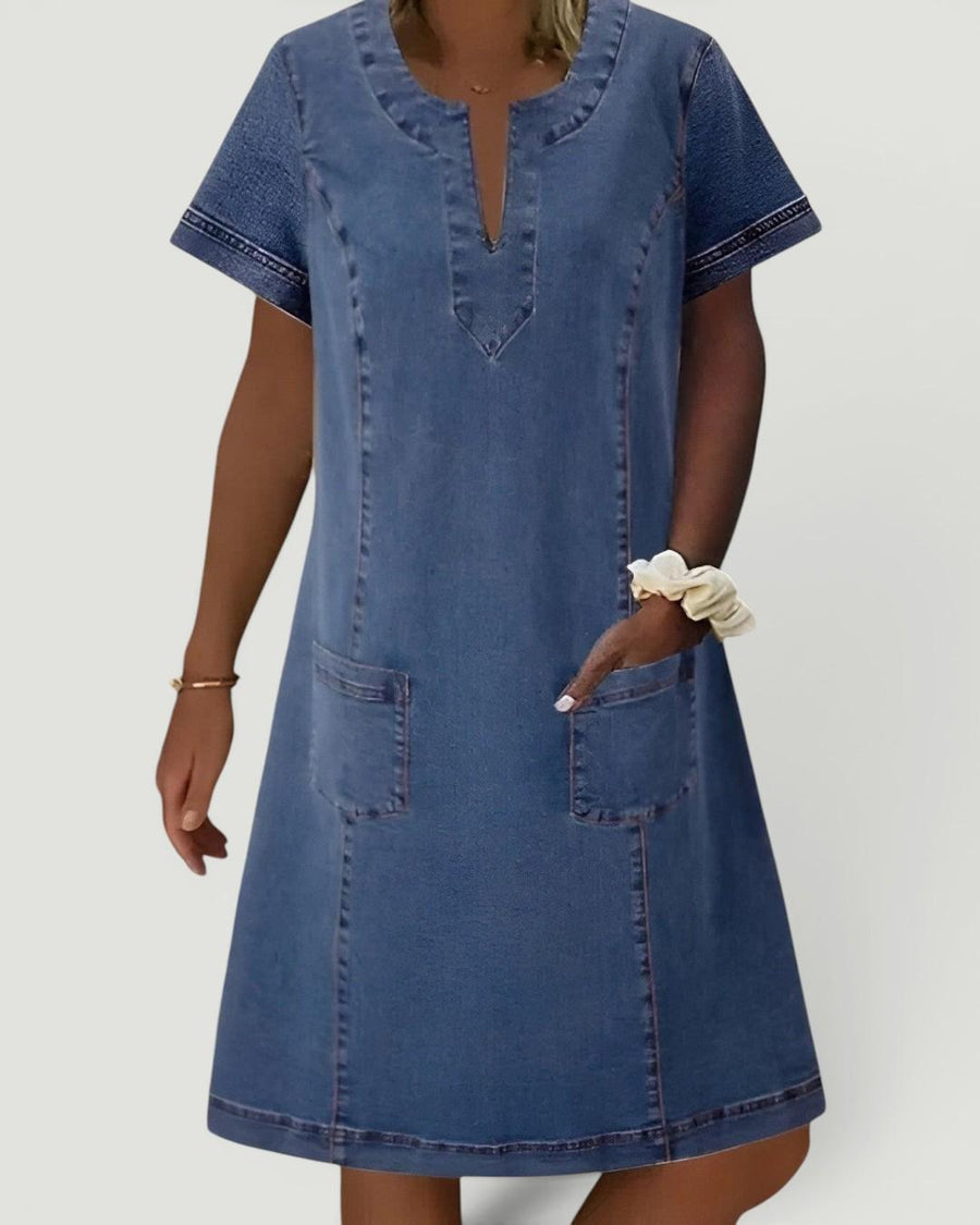 Orthelia™ Soft Denim Dress with Front Pockets