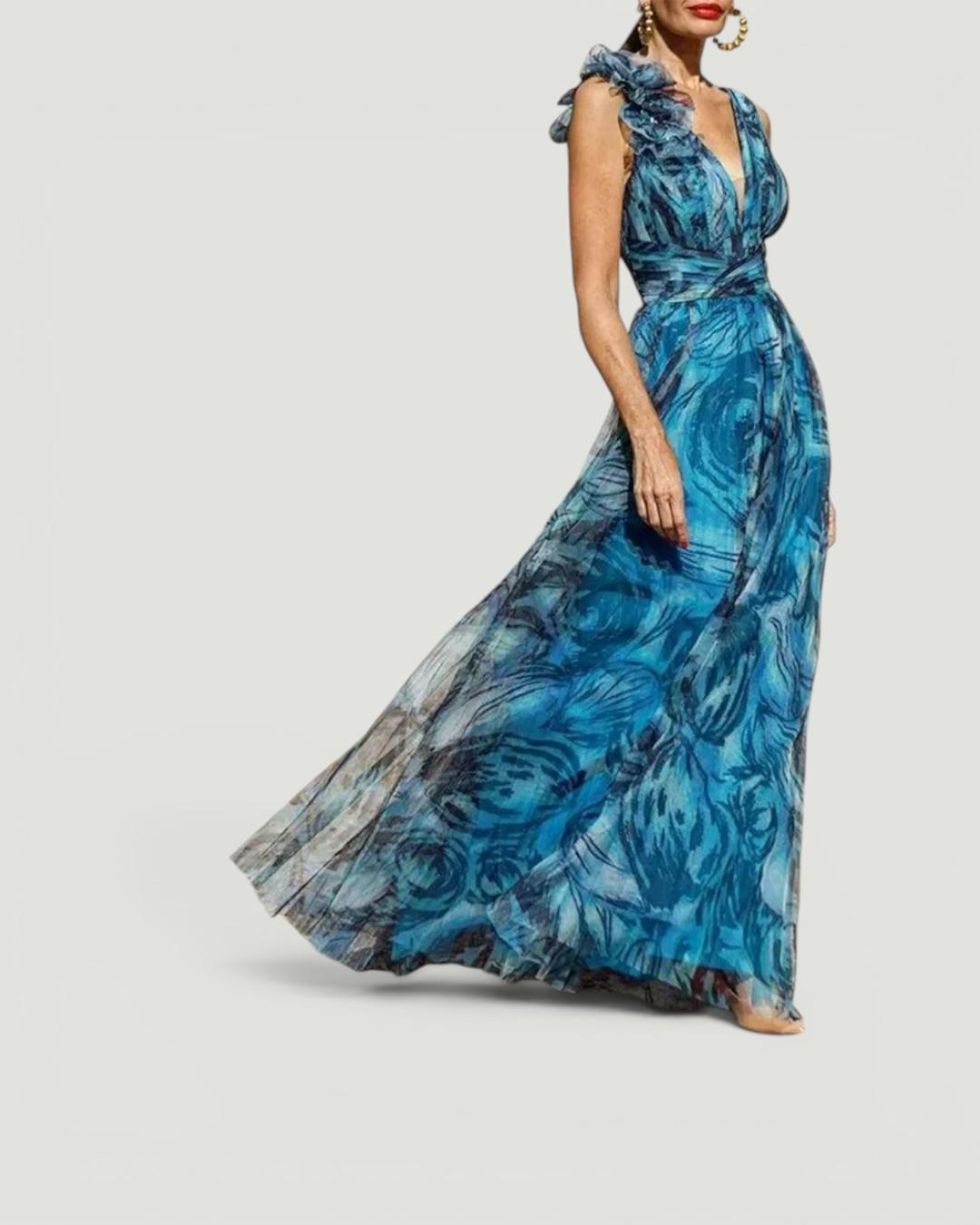 Clarissa™  Peacock Blue Maxi Dress