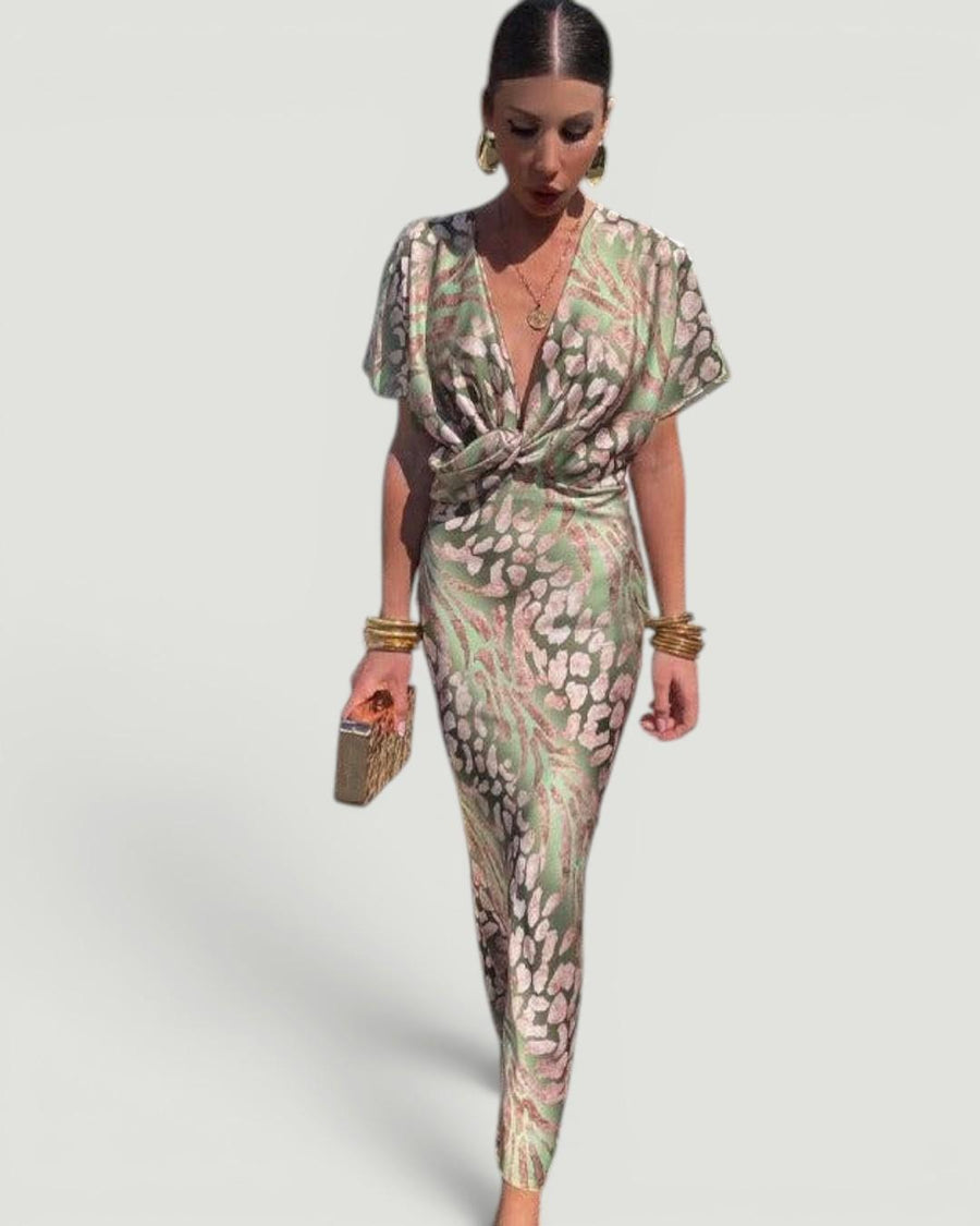 Karine™  Twisted Maxi Dress with V-Neck