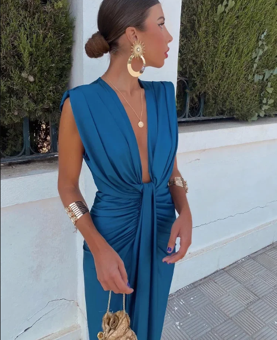 Katida™  Party Dress with Deep V-neck