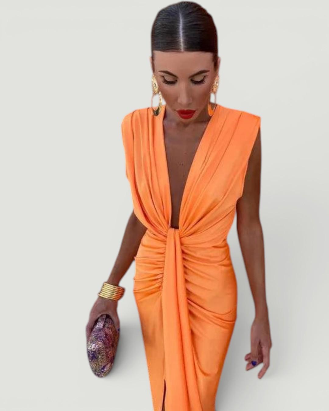 Katida™  Party Dress with Deep V-neck