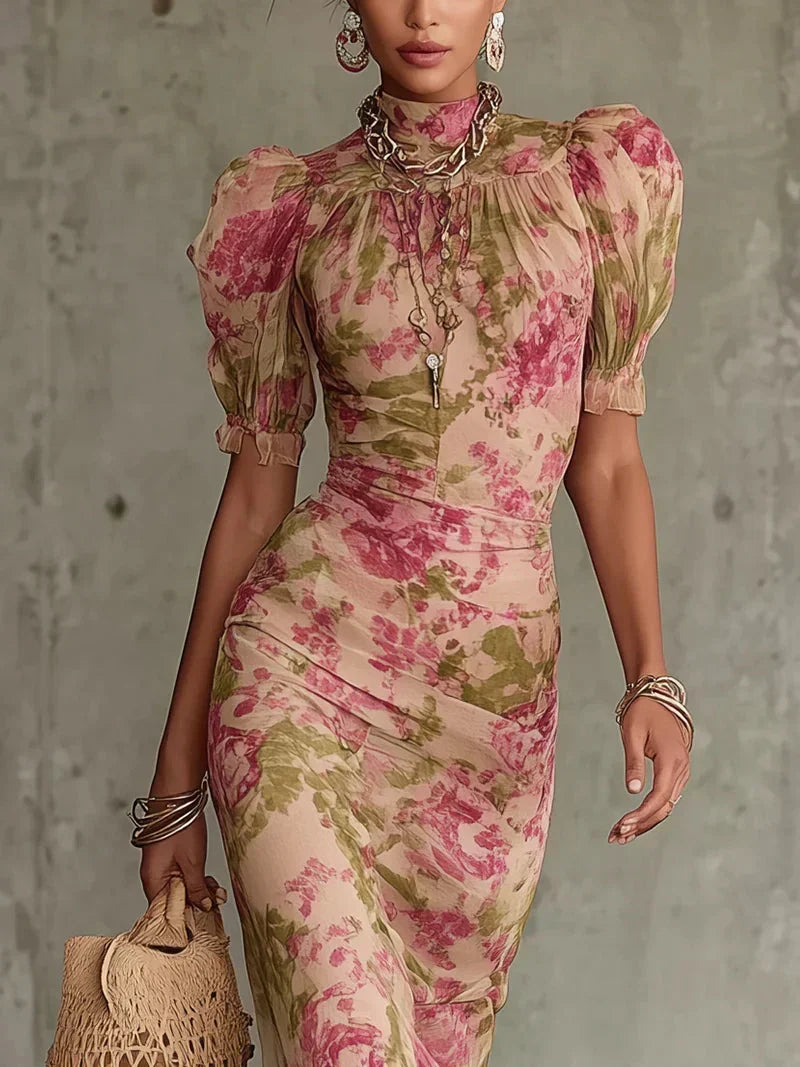 Cressida™ Vintage Rose Ruffle Maxi Dress