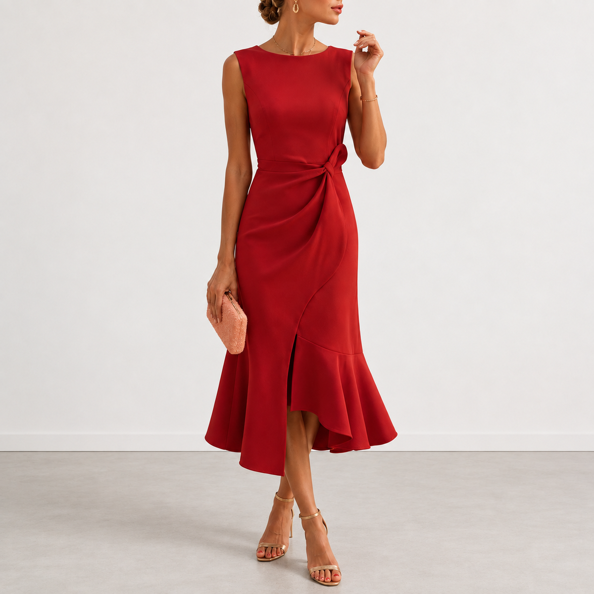 Fiorina™ Elegant Draped Midi Dress