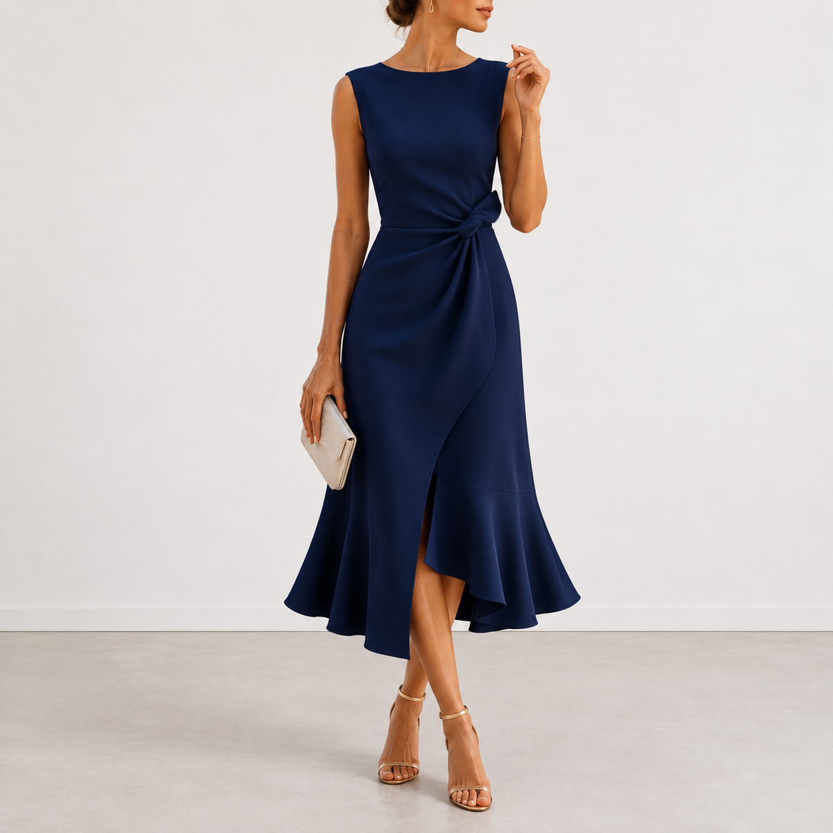 Fiorina™ Elegant Draped Midi Dress
