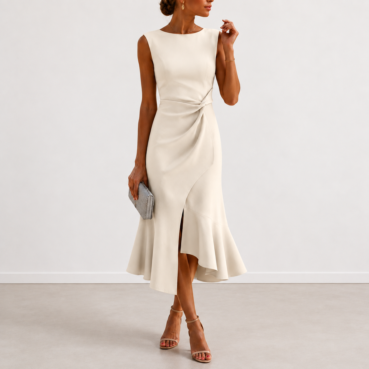 Fiorina™ Elegant Draped Midi Dress