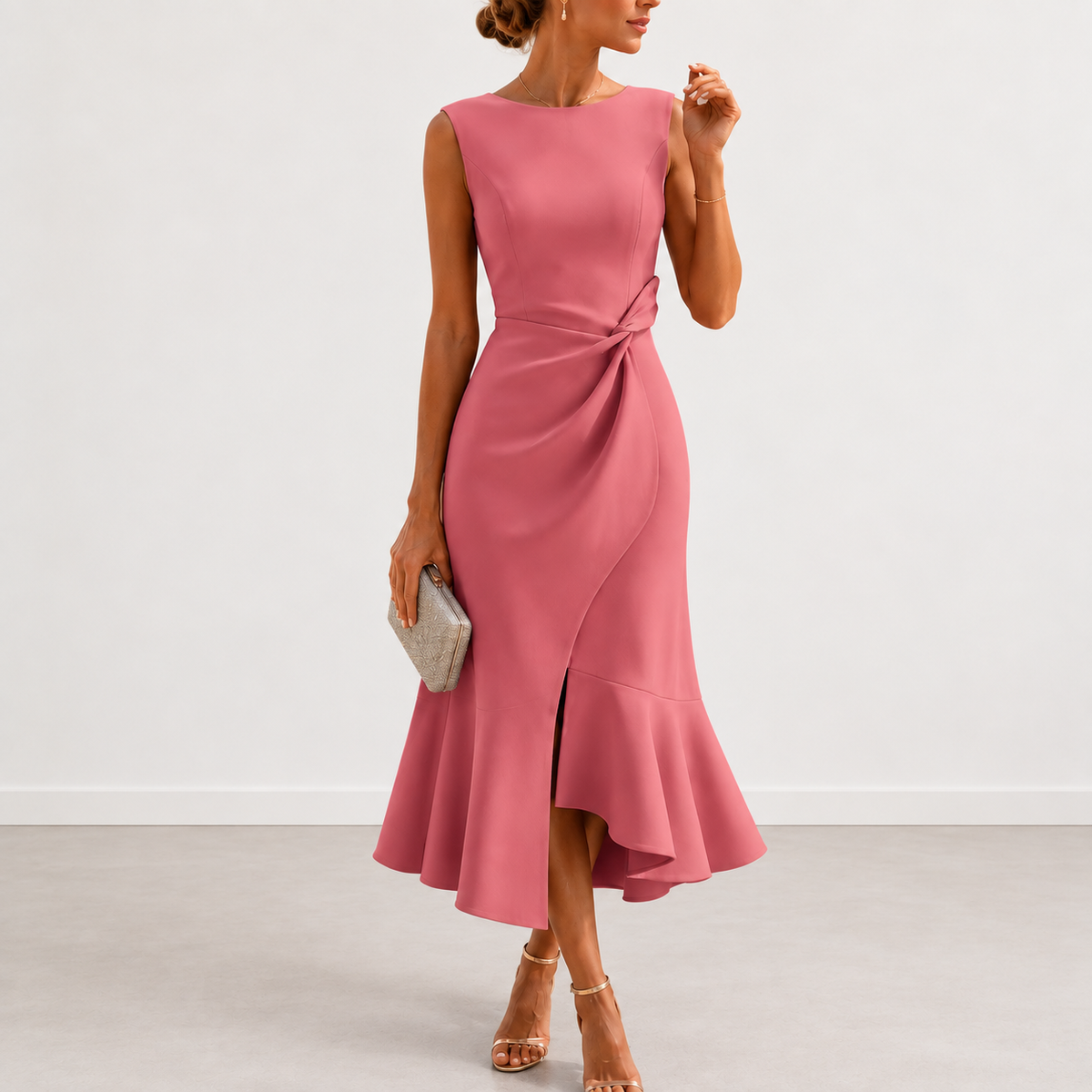 Fiorina™ Elegant Draped Midi Dress