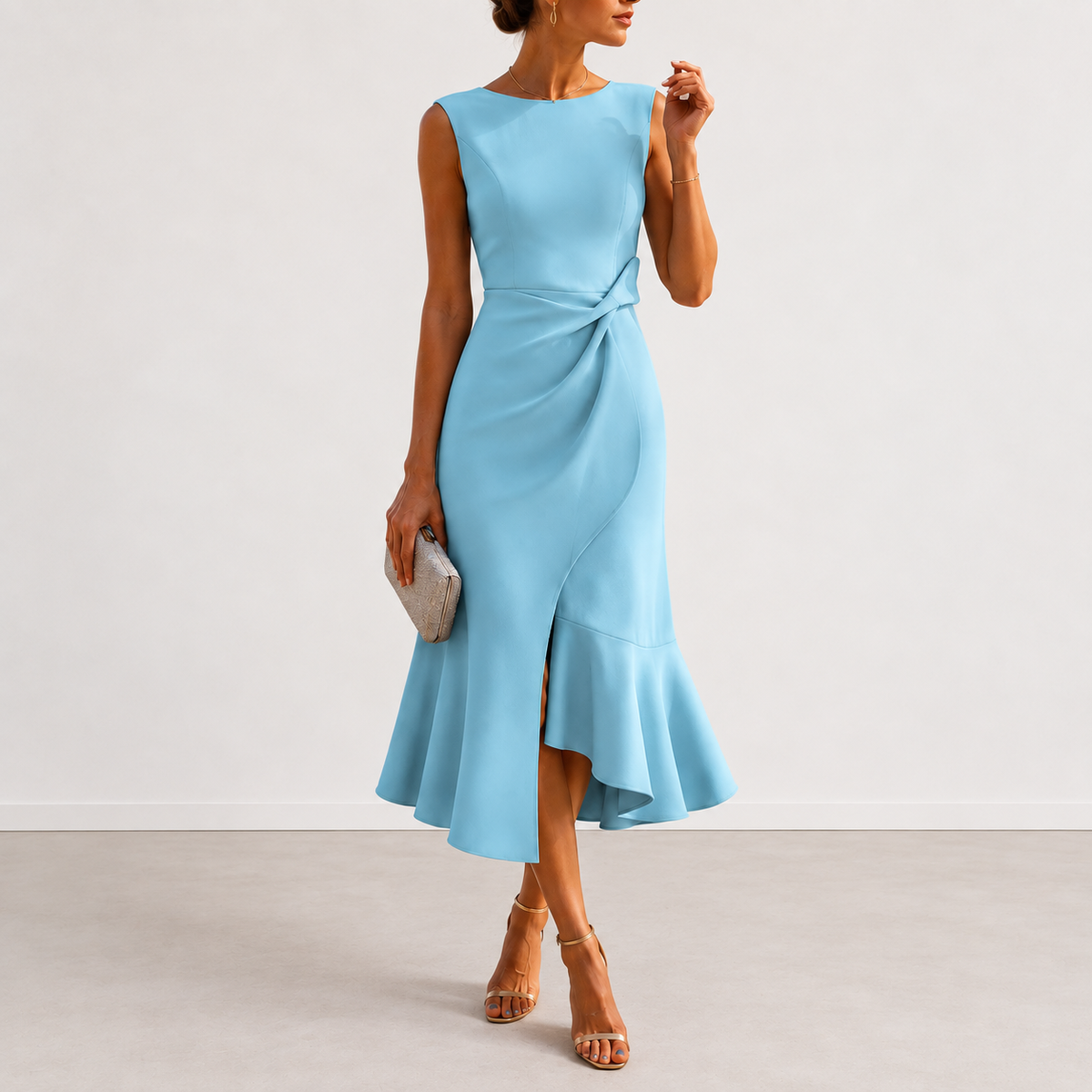 Fiorina™ Elegant Draped Midi Dress