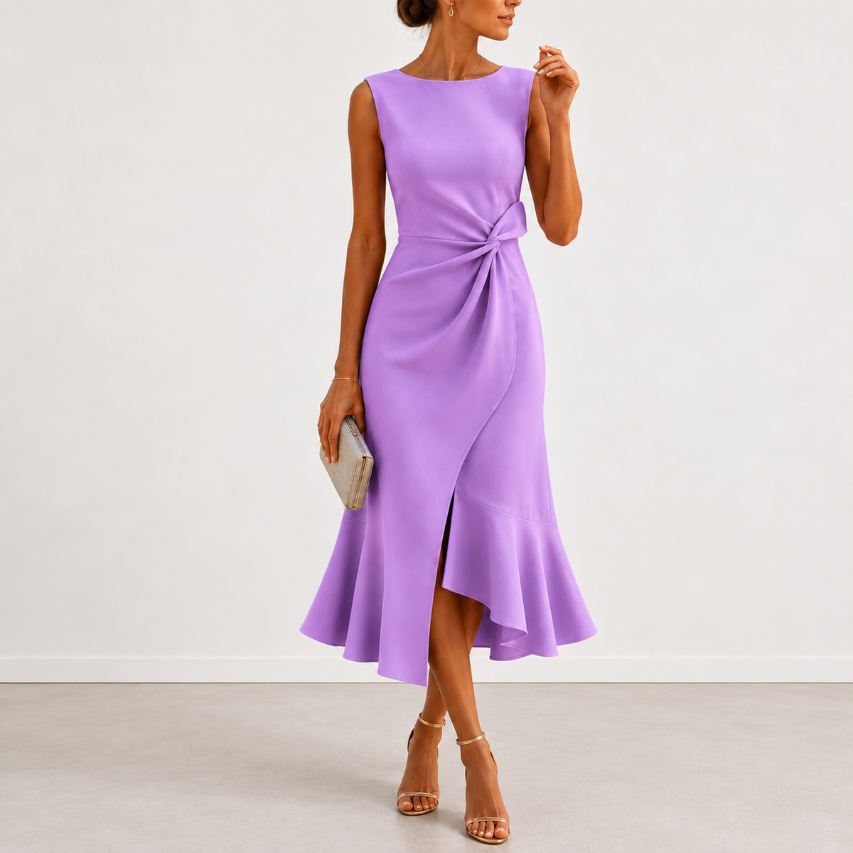 Fiorina™ Elegant Draped Midi Dress