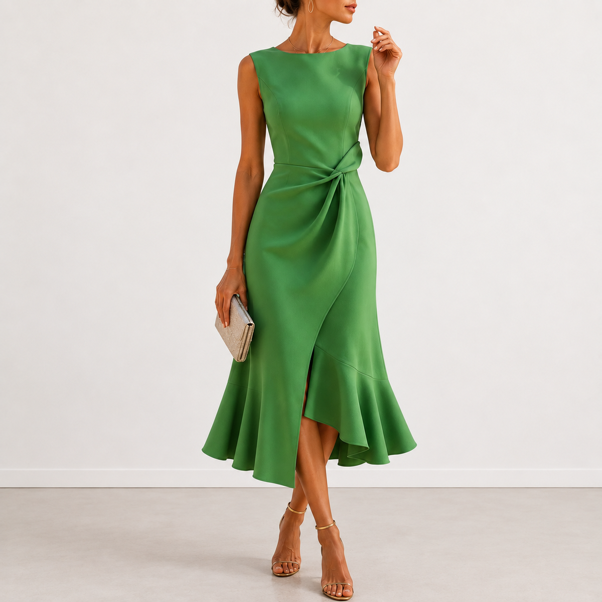 Fiorina™ Elegant Draped Midi Dress