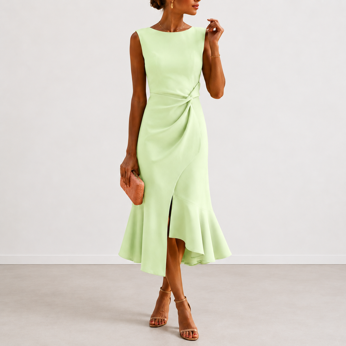 Fiorina™ Elegant Draped Midi Dress
