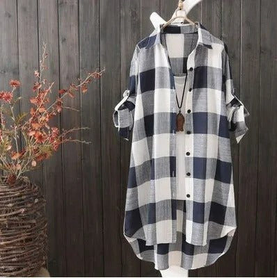 Caelie™  Elegant Block Pattern Blouse Dress