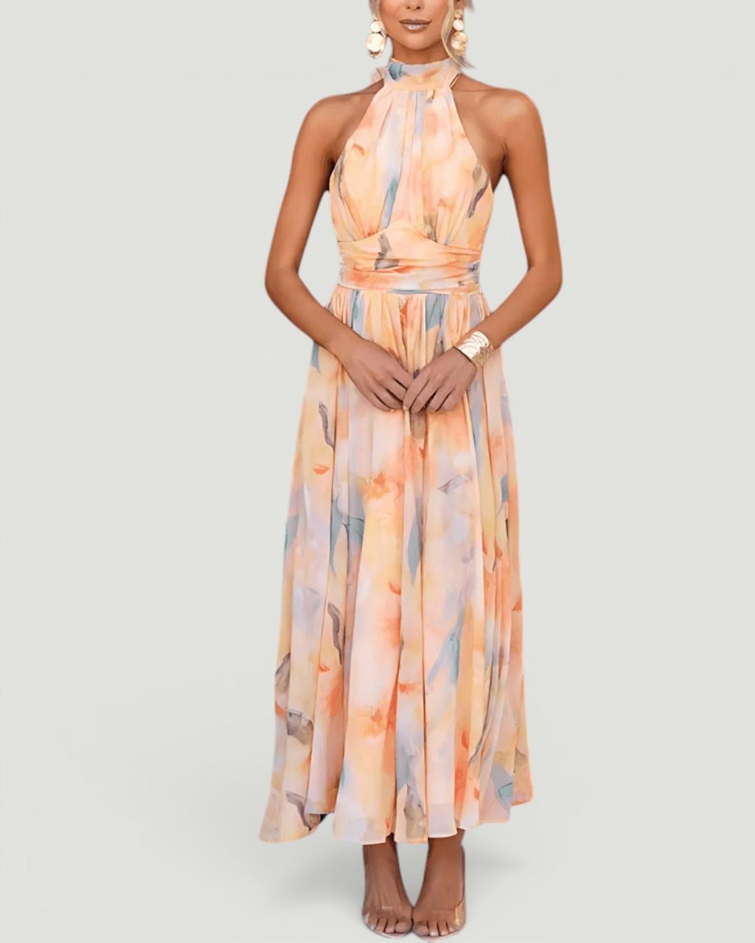 Micah™ Halterneck Watercolour Print Dress