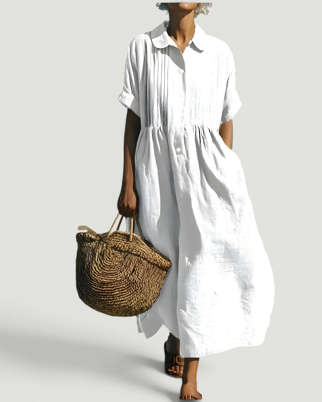 Davina™ Cotton Button Shirt Dress