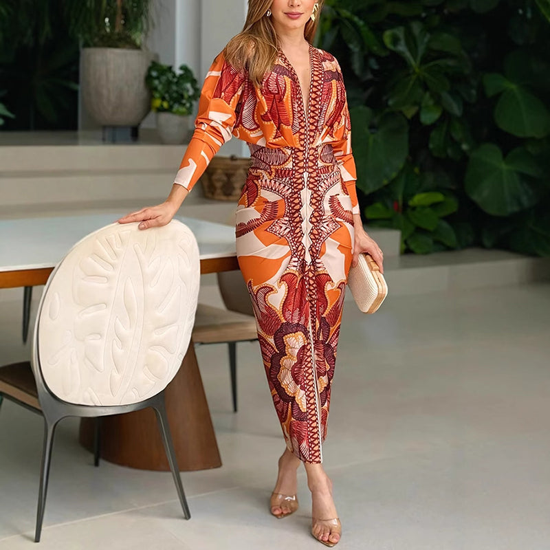Miles™ Elegant V-Neck Dress