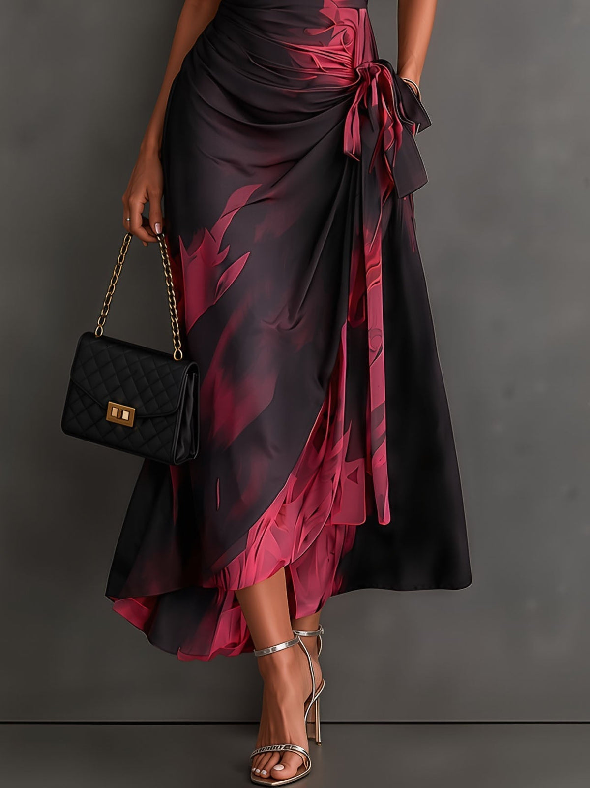 Mirella™ Midnight Rose Wrap Maxi Dress